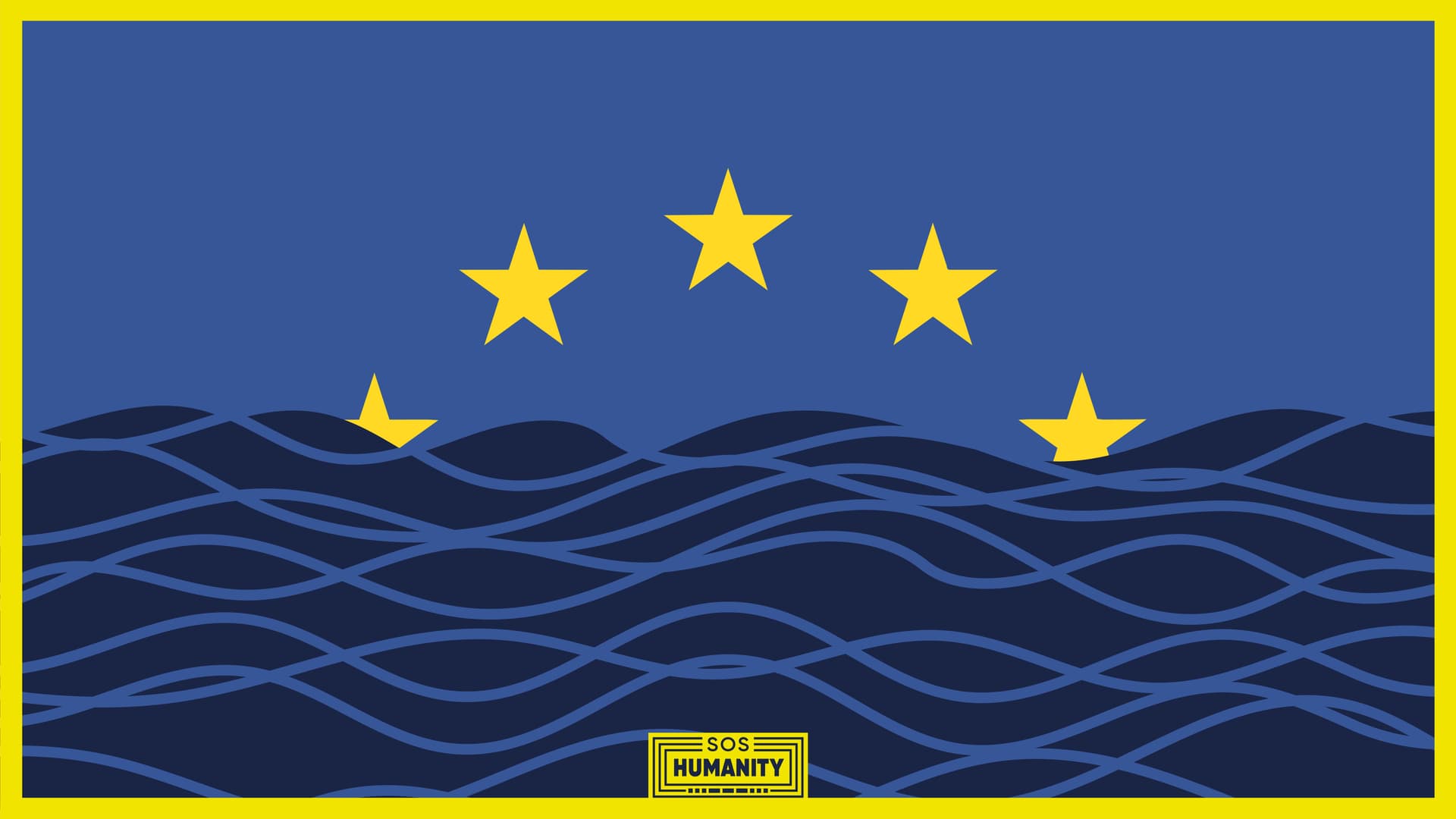 Grafik EU-Sterne, die im Meer versinken